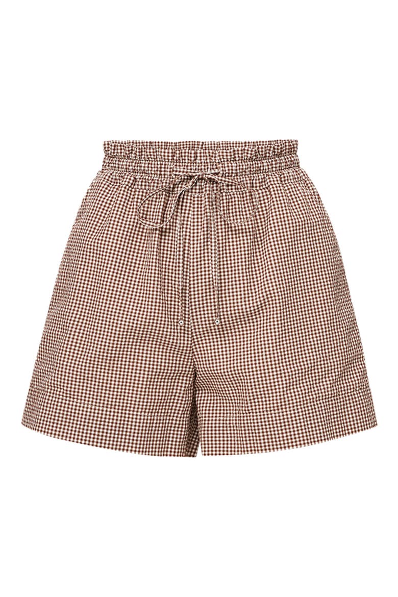 Tijana Cotton Gingham Drawstring Shorts, Alternate, color, LIGHT CHICKORY WHITE