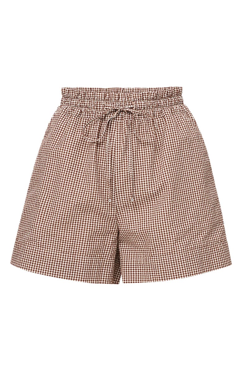 Veronica Beard Tijana Cotton Gingham Drawstring Shorts, Alternate, color, Light Chickory White