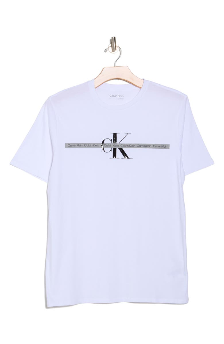 Calvin Klein Repeat Tape Layer Logo Graphic T-Shirt, Alternate, color, Brilliant White