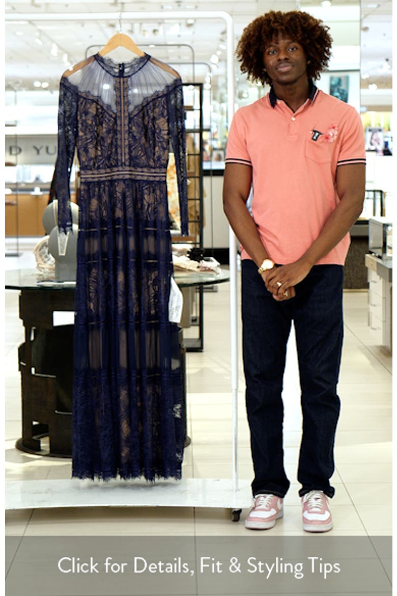 Lace Illusion Neck Long Sleeve Gown video