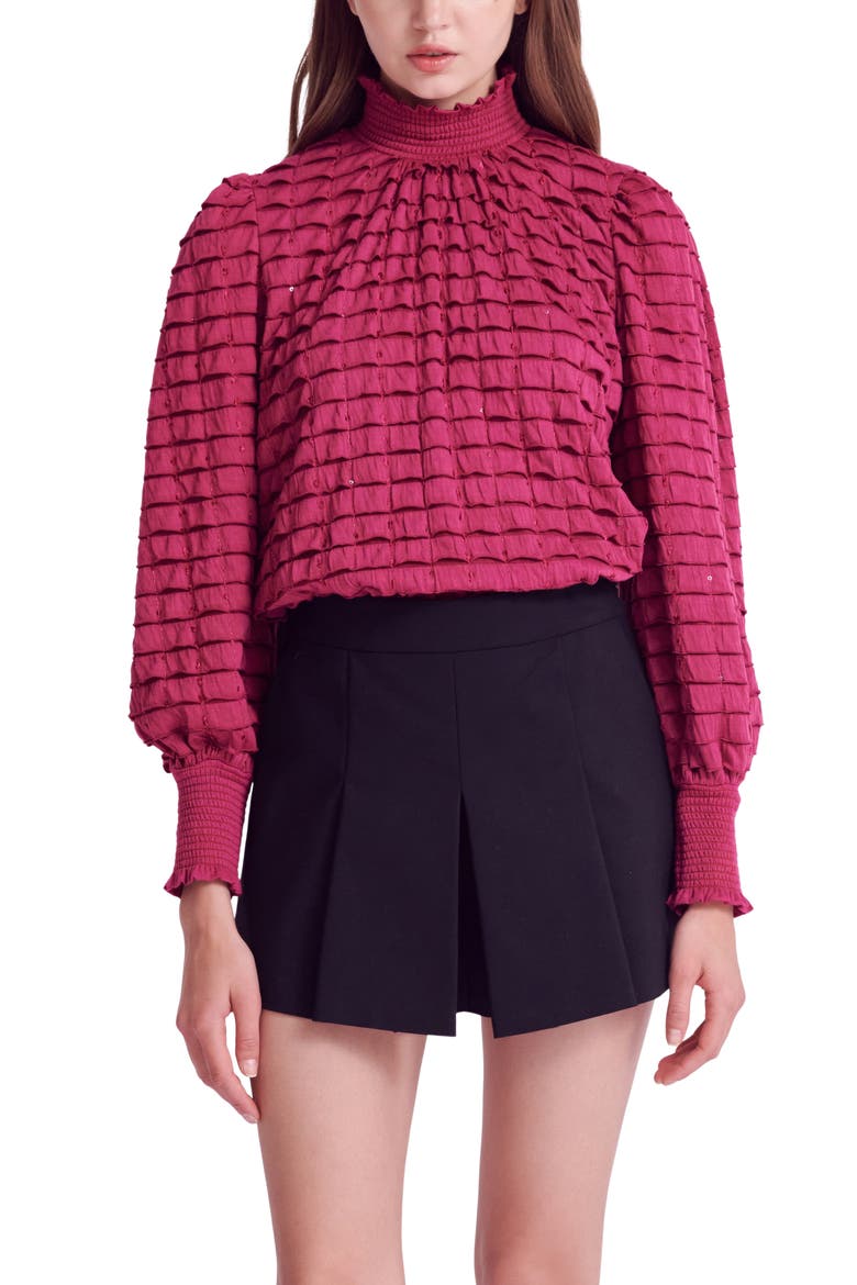 Tiered Ruffle Jersey Top, Alternate, color, BERRY