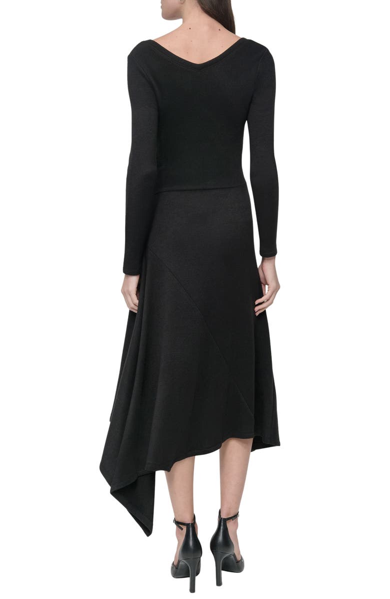 DKNY Long Sleeve Asymmetric Rib Knit Dress, Alternate, color, 
