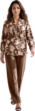 Roaman's Long Sleeve Bow Blouse