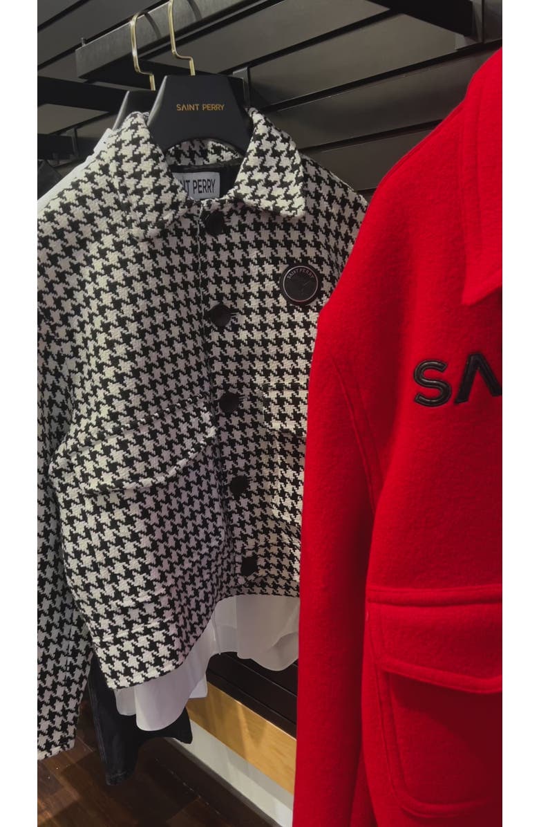 SAINT PERRY Houndstooth Boxy Fit Jacket, Alternate, color, Black & White