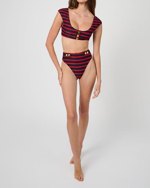 Weworewhat Emily Sailor Bikini Bottom In Tr Red/dk Navy