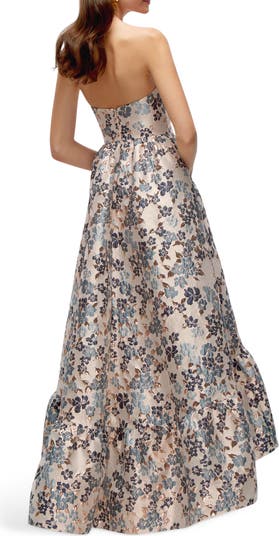 Floral Brocade High-Low Gown