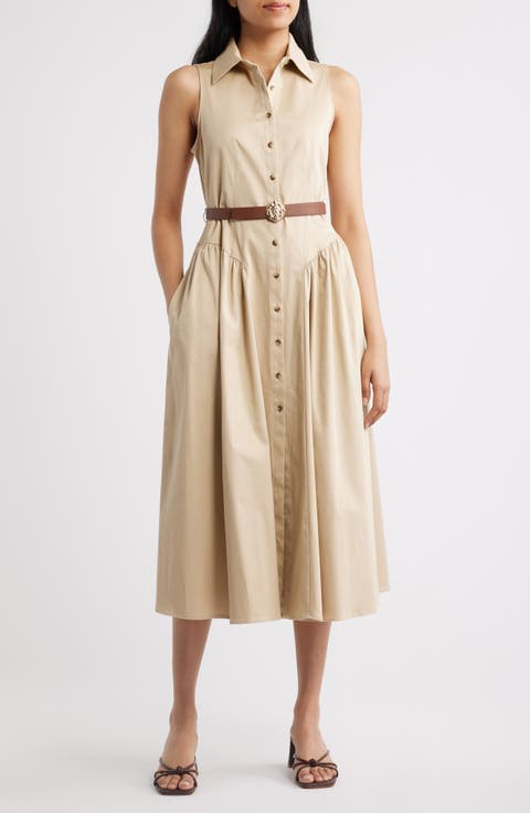 Sleeveless Midi Shirtdress
