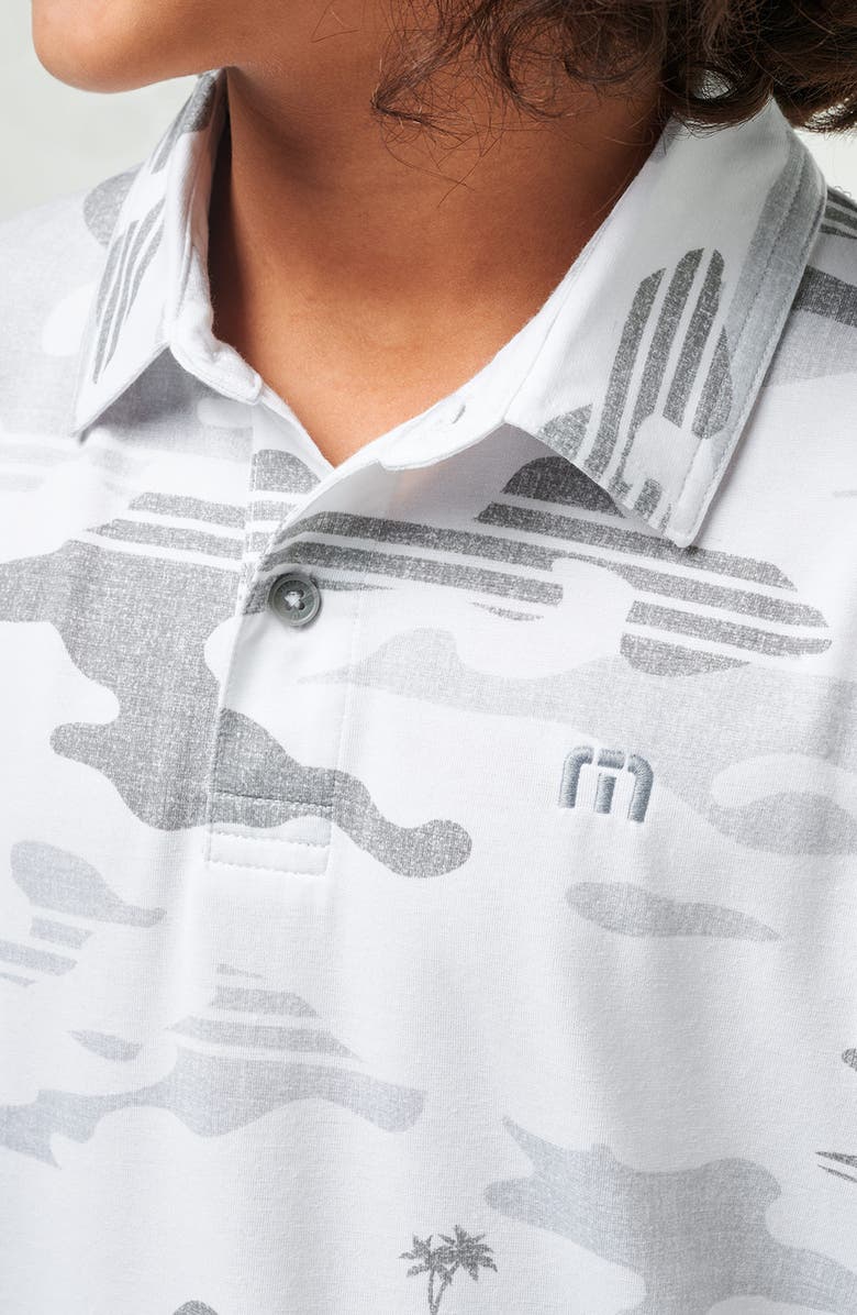 TravisMathew Kids' Heather Camo Knit Polo, Alternate, color, White