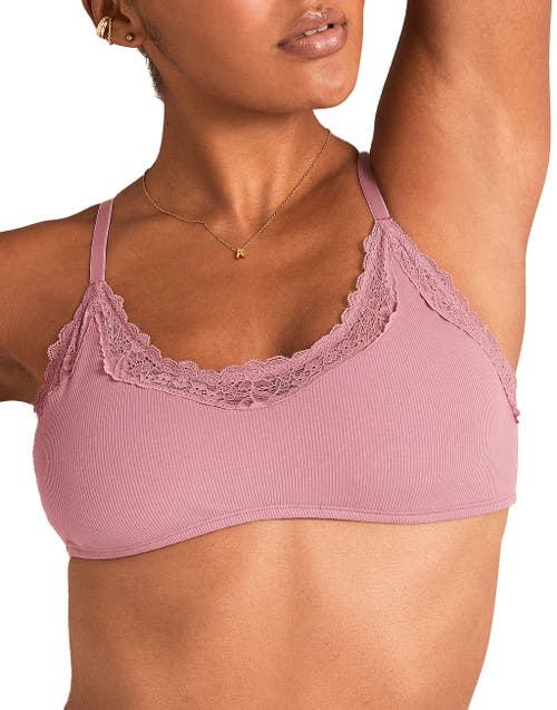 Adore Me Rib Unlined Bralette Bra In Pink