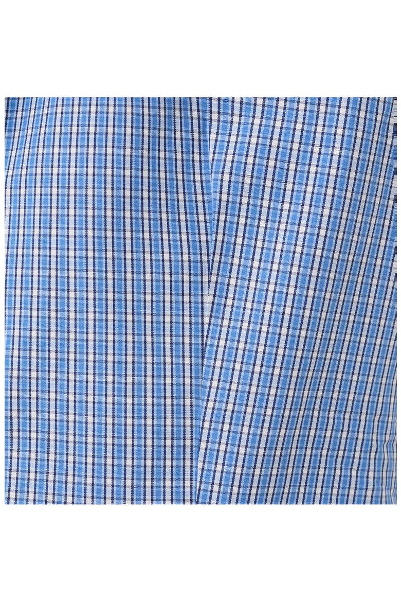 Starring Hailey Bieber Gigi Check Print Crop Cotton Shirt, Alternate, color, BLUE