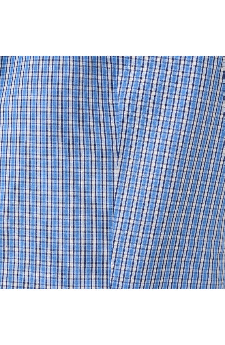 MANGO Starring Hailey Bieber Gigi Check Print Crop Cotton Shirt, Alternate, color, Blue