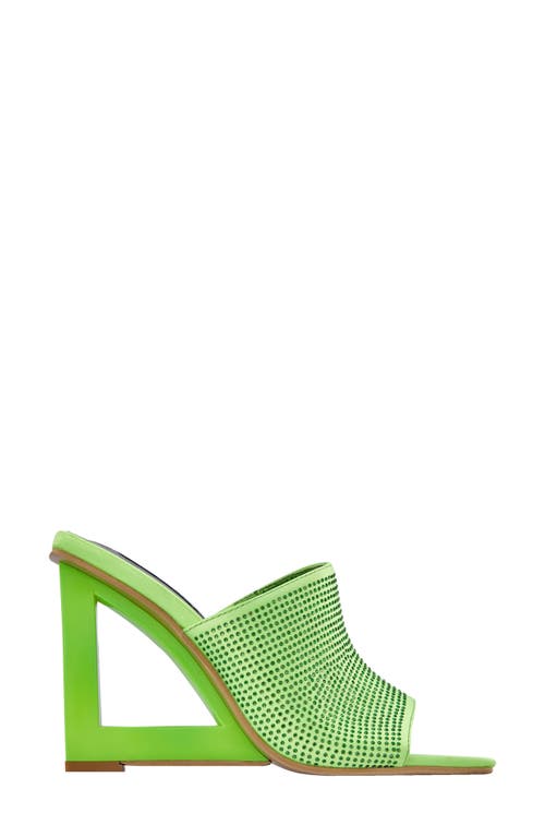 Shop Lady Couture Rhinestone Wedge Slide Sandal In Lime