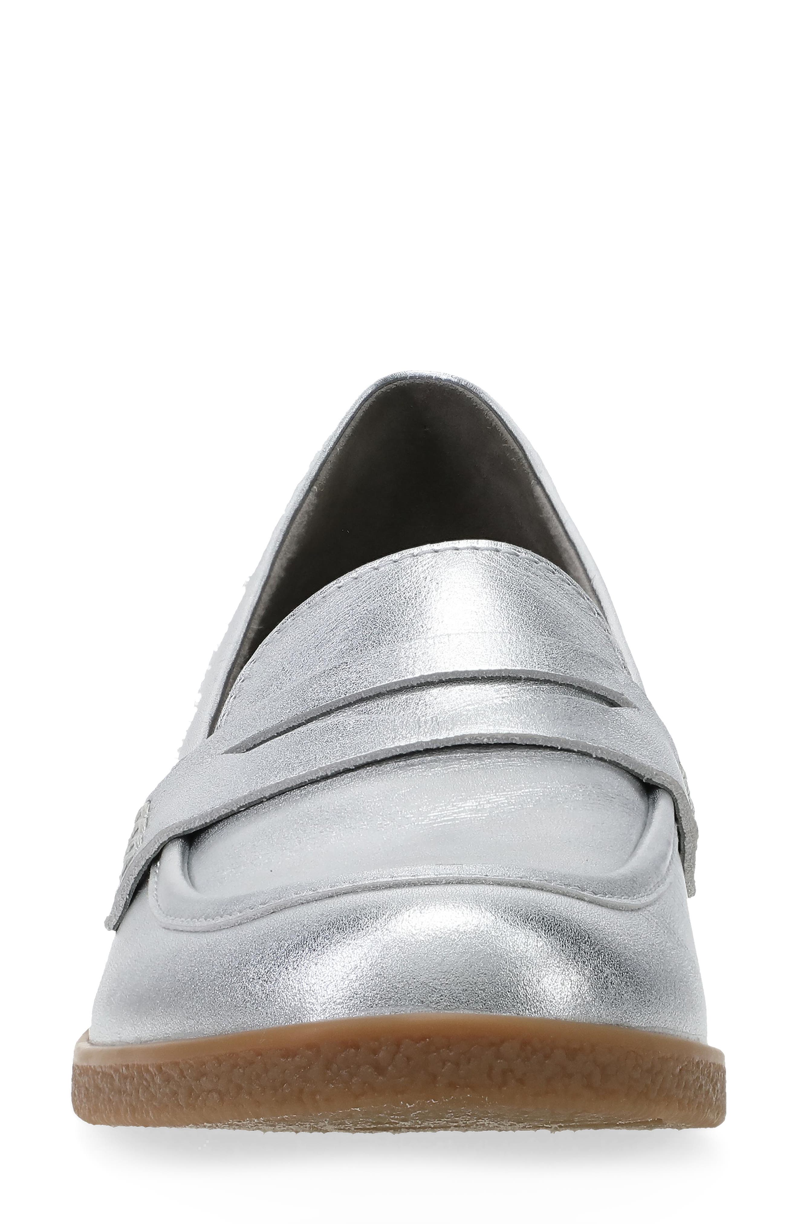 Dansko Danica Waterproof Penny Loafer Pump, Alternate, color, Silver Metallic