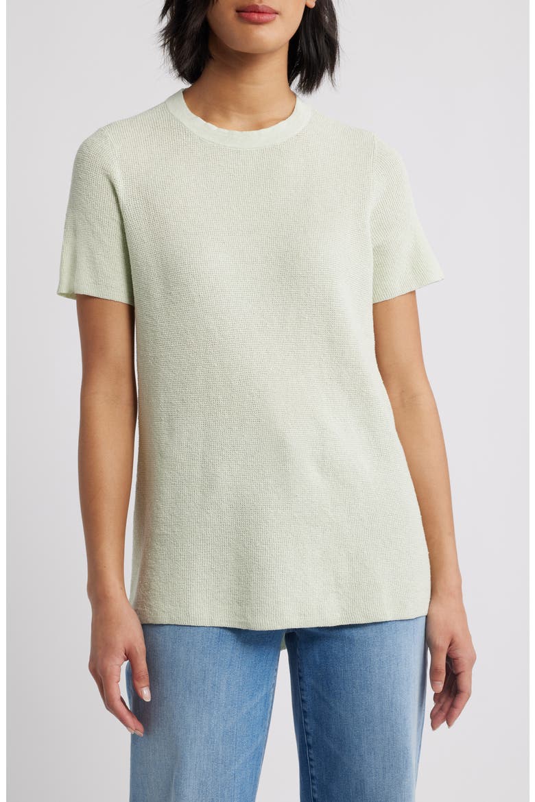 Short Sleeve Organic Linen Blend Tunic Sweater, Main, color, MIST