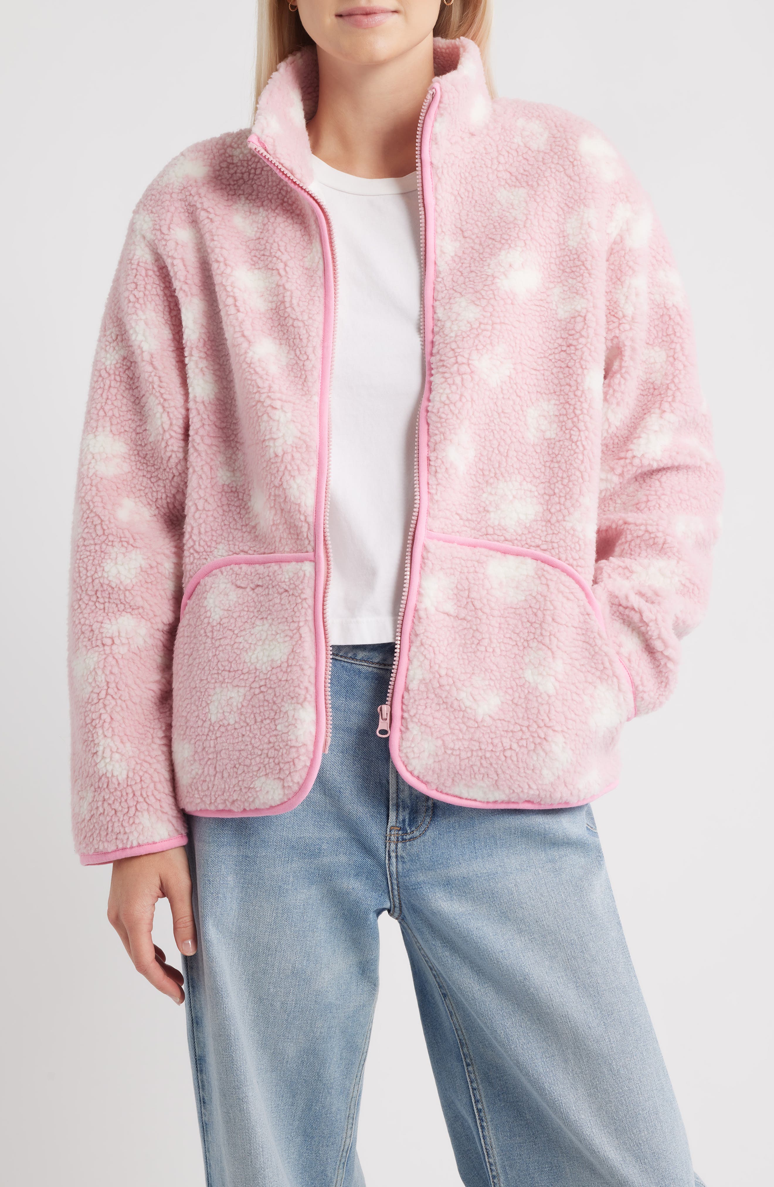 Sienna Ditsy Daisy Front Zip Fleece Jacket