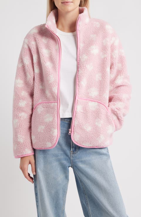 Sienna Ditsy Daisy Front Zip Fleece Jacket