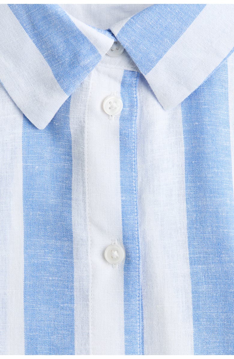 H&M Oversized Linen-blend Shirt, Alternate, color, Light Blue/Striped