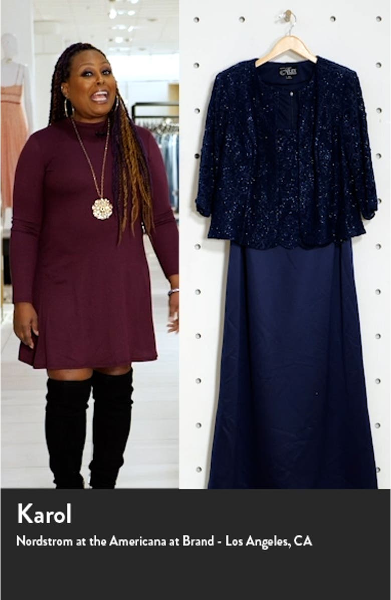 Embroidered Lace Mock Two-Piece Gown with Jacket, sales video thumbnail