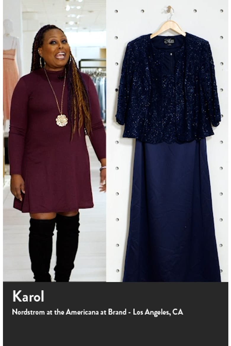 Embroidered Lace Mock Two-Piece Gown with Jacket video