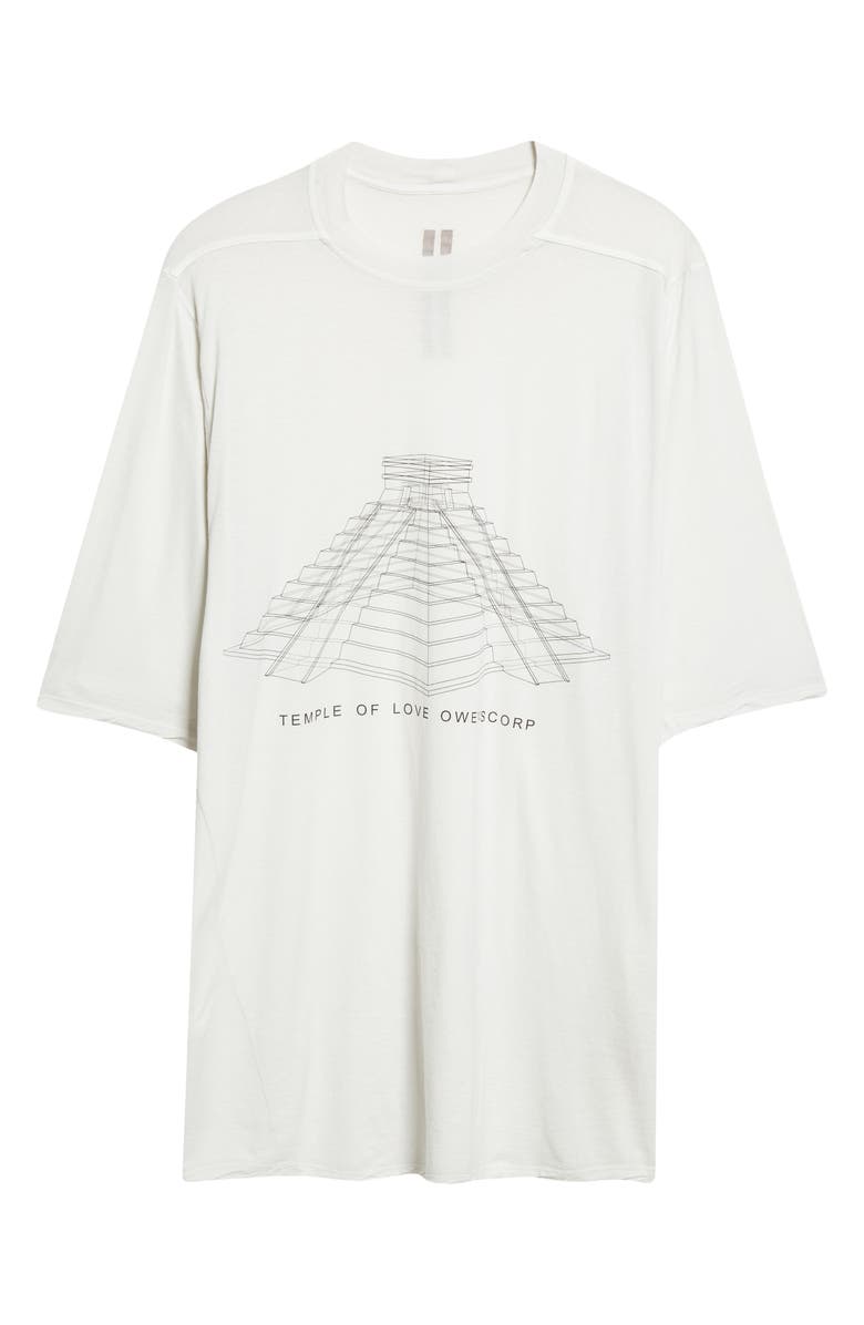 Rick Owens Temple Jumbo Graphic Cotton T-Shirt, Main, color, Milk Wash/ Black