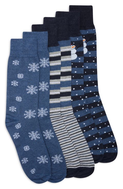3-Pack Assorted Pattern Crew Socks