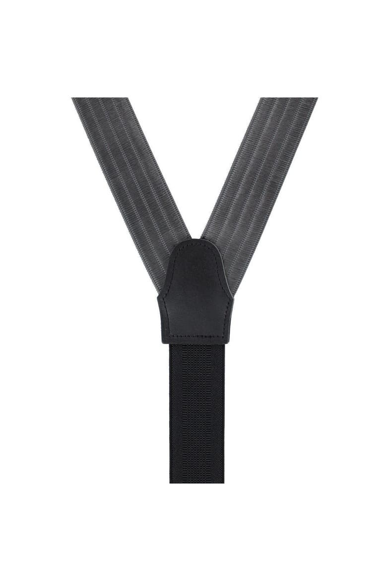 Big and Tall Jefferson Brushed Pinstripe Elastic Formal End Suspenders, Alternate, color, Dark Charcoal