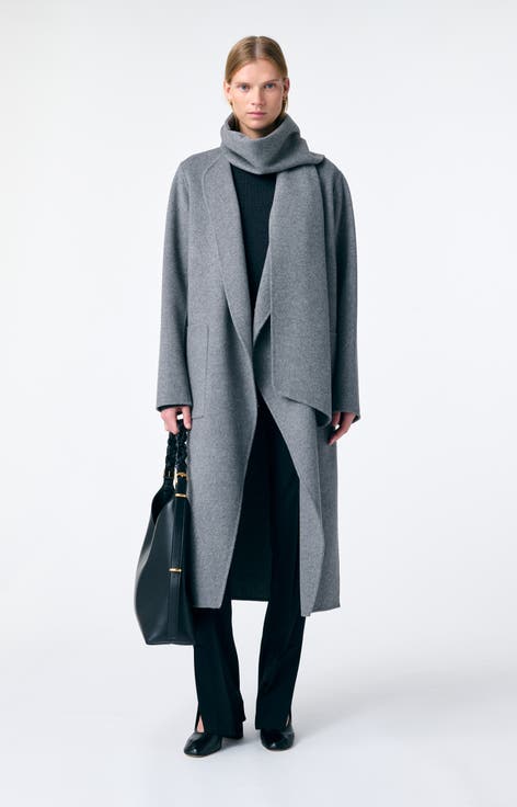 Belted Wool-Blend Wrap Coat
