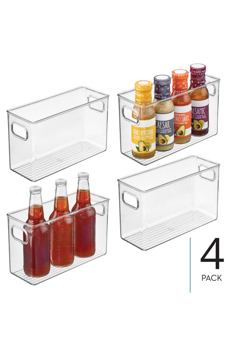Set of 4 Pantry Storage Bins with Handles - Clear, Alternate, color, Clear