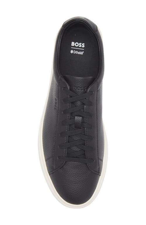 Hugo Boss Low-top Trainers In Grained Faux Leather In Black