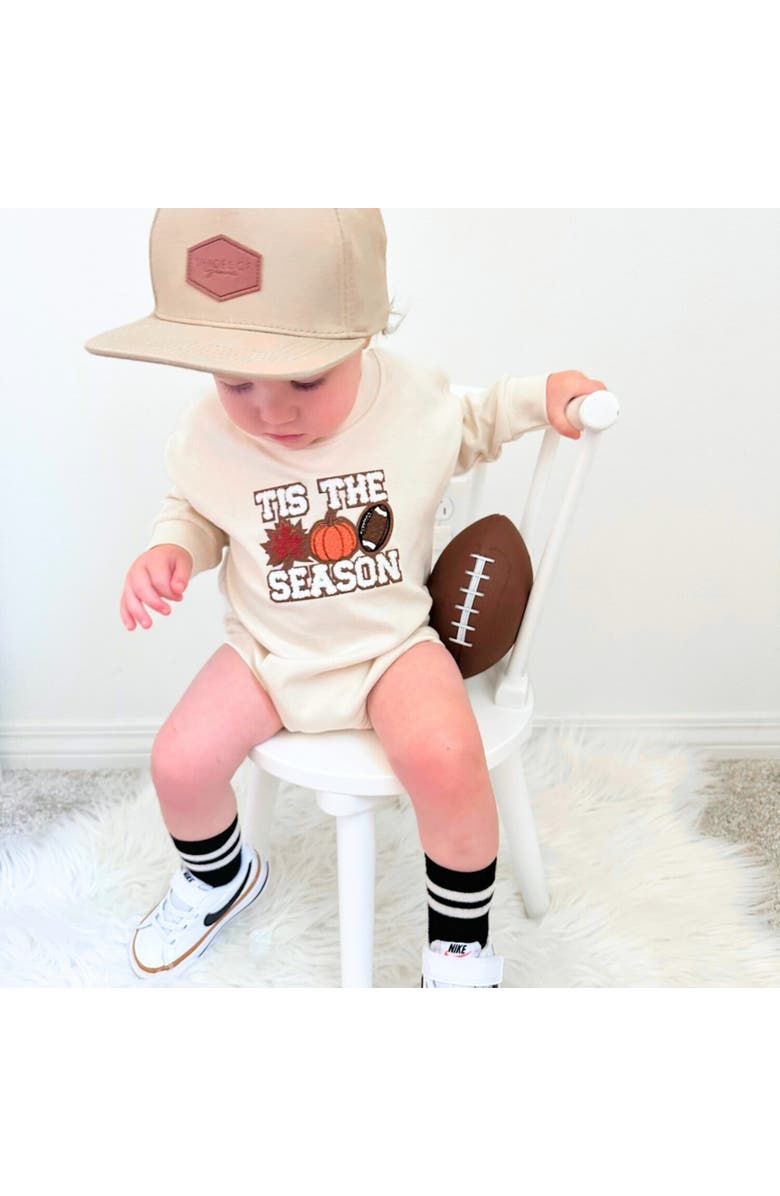 Sweet Wink Tis The Season Pumpkin Patch Long Sleeve Romper, Alternate, color, Natural