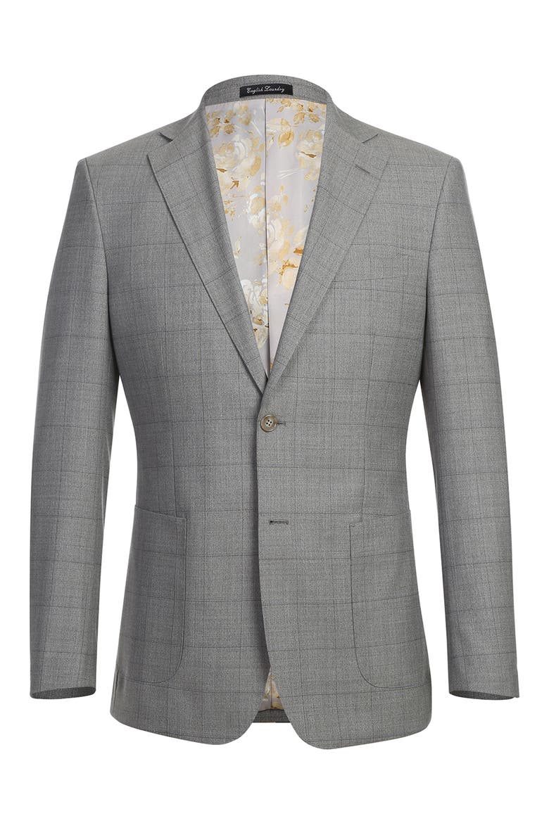 Plaid Trim Fit Wool Blend Two-Piece Suit, Alternate, color, TAUPE