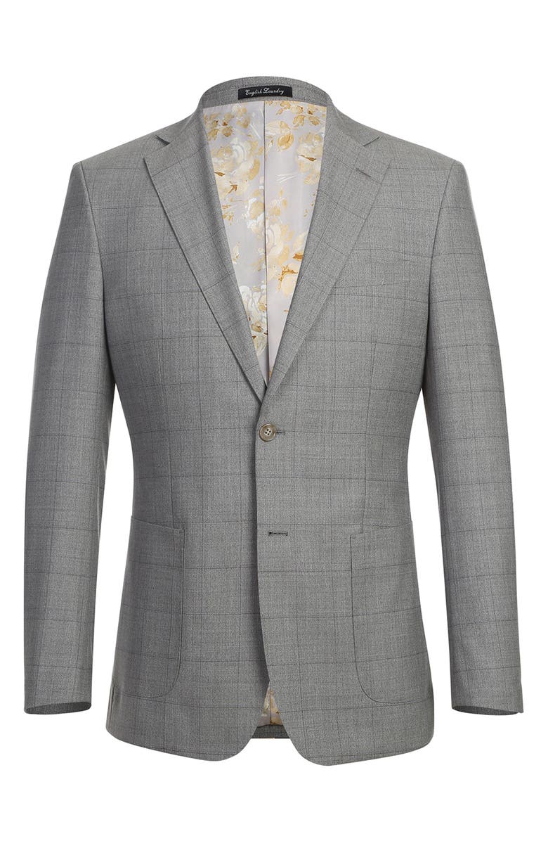 English Laundry Plaid Trim Fit Wool Blend Two-Piece Suit, Alternate, color, Taupe
