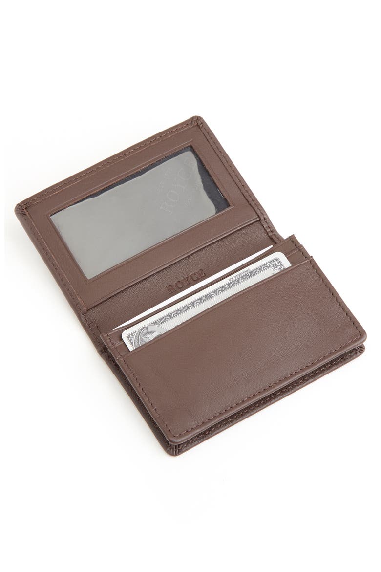 Personalized Leather Card Case, Alternate, color, BROWN- GOLD FOIL
