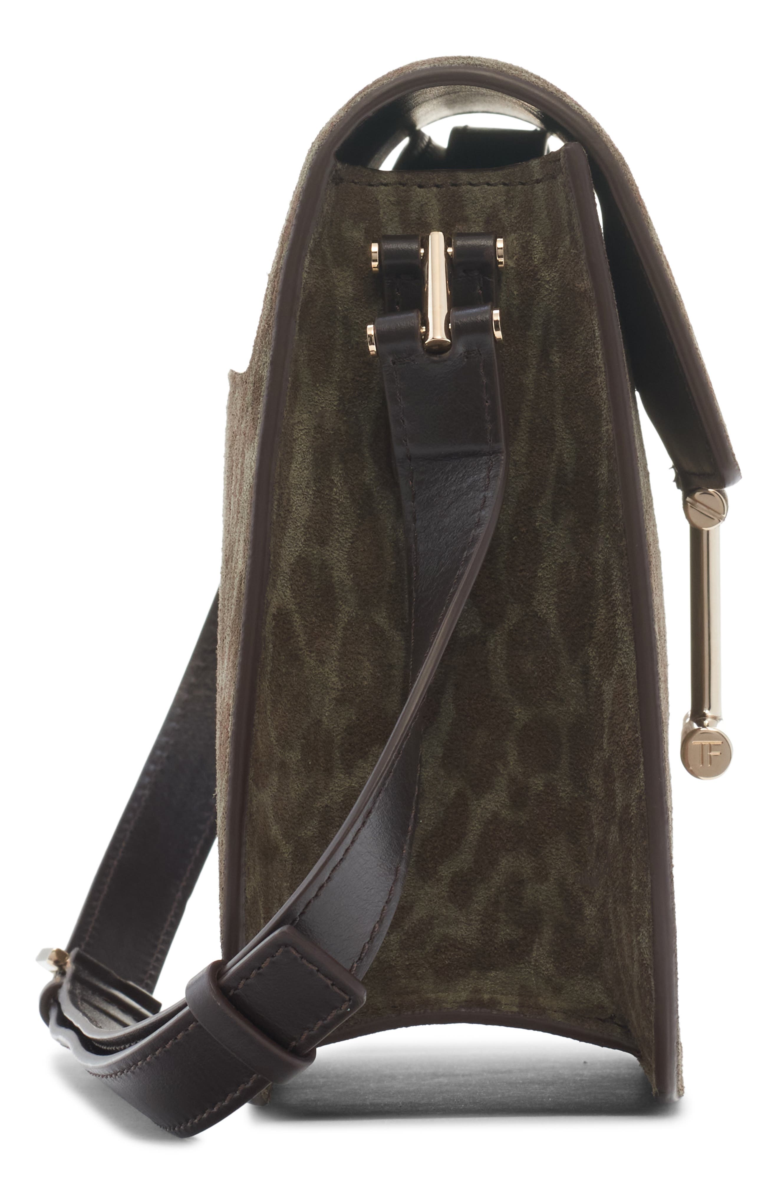 TOM FORD Mini Tara Animal Print Suede Crossbody Bag, Alternate, color, Brown/ Khaki
