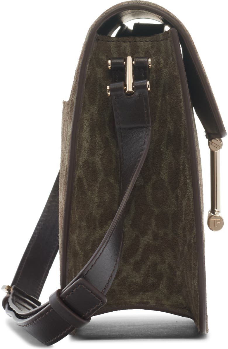 TOM FORD Mini Tara Animal Print Suede Crossbody Bag, Alternate, color, Brown/ Khaki