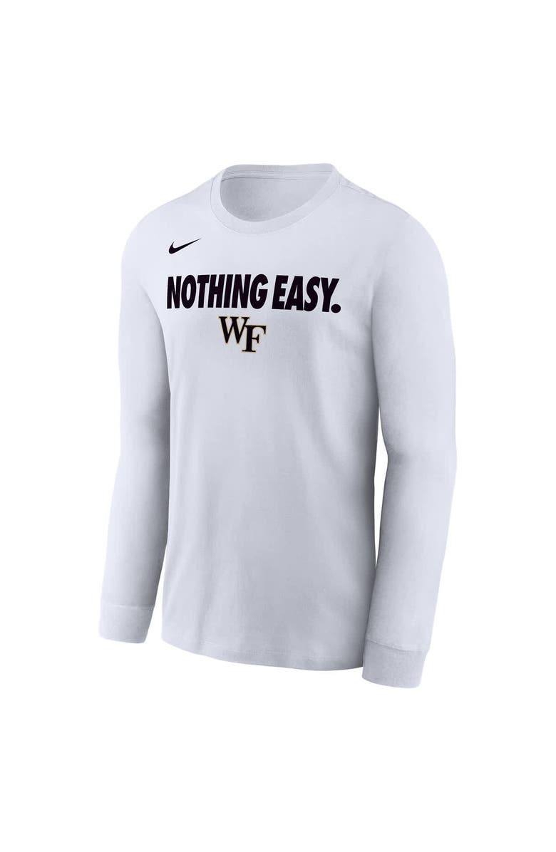 Nike Men's Nike White Wake Forest Demon Deacons 2025 On-Court Bench Long Sleeve T-Shirt, Alternate, color,
