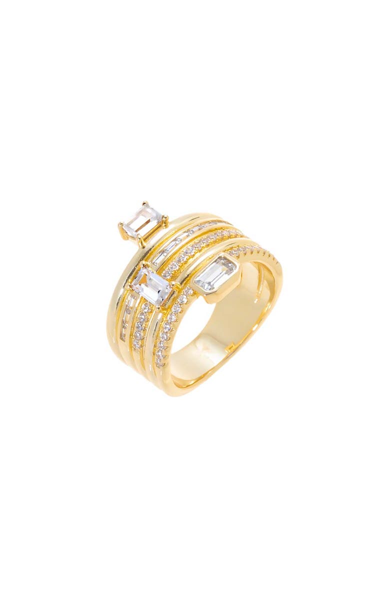 BY ADINA EDEN CZ Emerald & Baguette Stacked Ring, Main, color, Gold