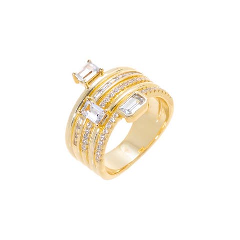 CZ Emerald & Baguette Stacked Ring