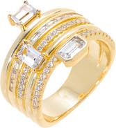 BY ADINA EDEN CZ Emerald & Baguette Stacked Ring