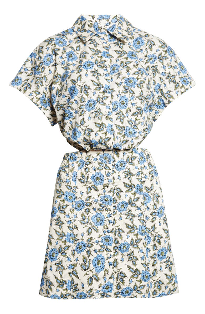 Derek Lam 10 Crosby Alba Cutout Back Mini Shirtdress, Alternate, color, Blue Bell Floral