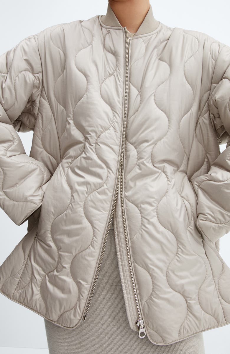 MANGO Water Repellent Quilted Coat, Alternate, color,