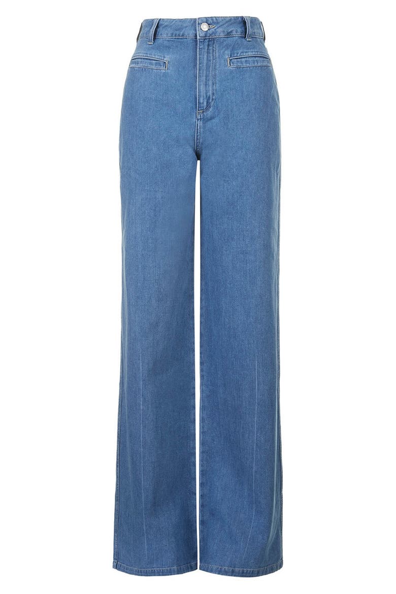 Moto 'Miller' Flare Jeans, Alternate, color, MID DENIM