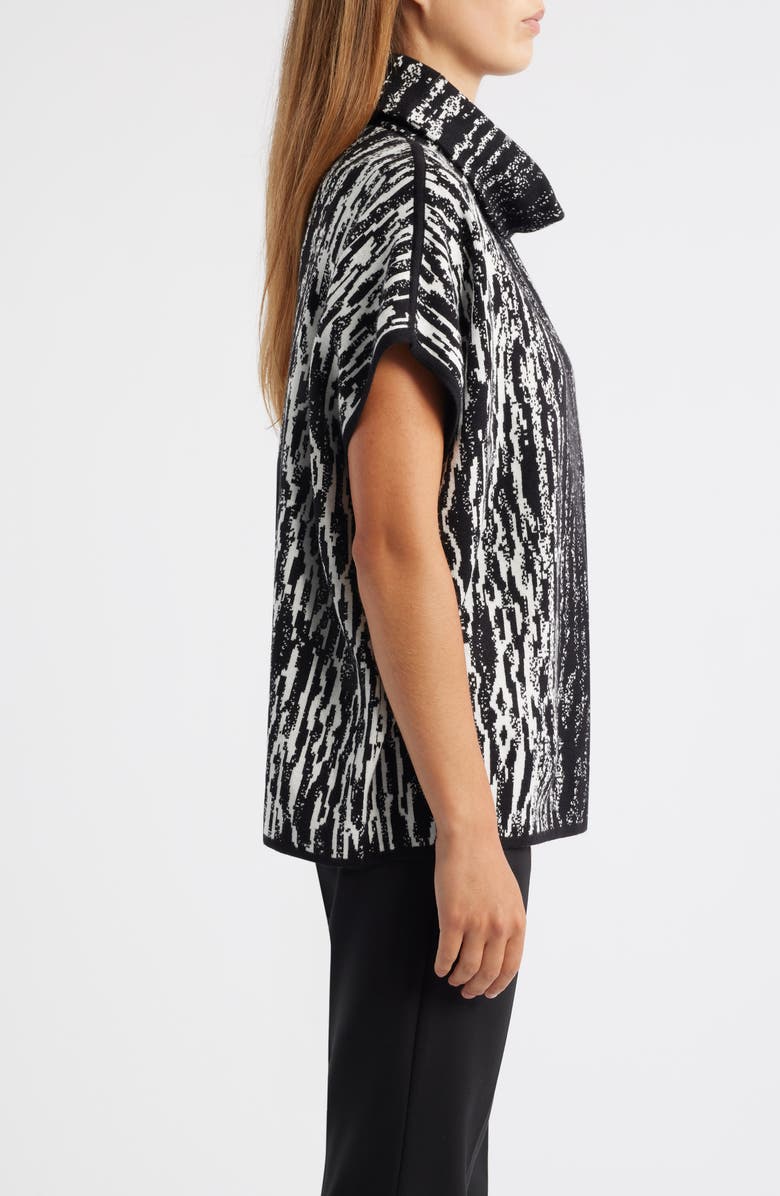 Anne Klein Animal Stripe Short Sleeve Tunic Sweater, Alternate, color, 