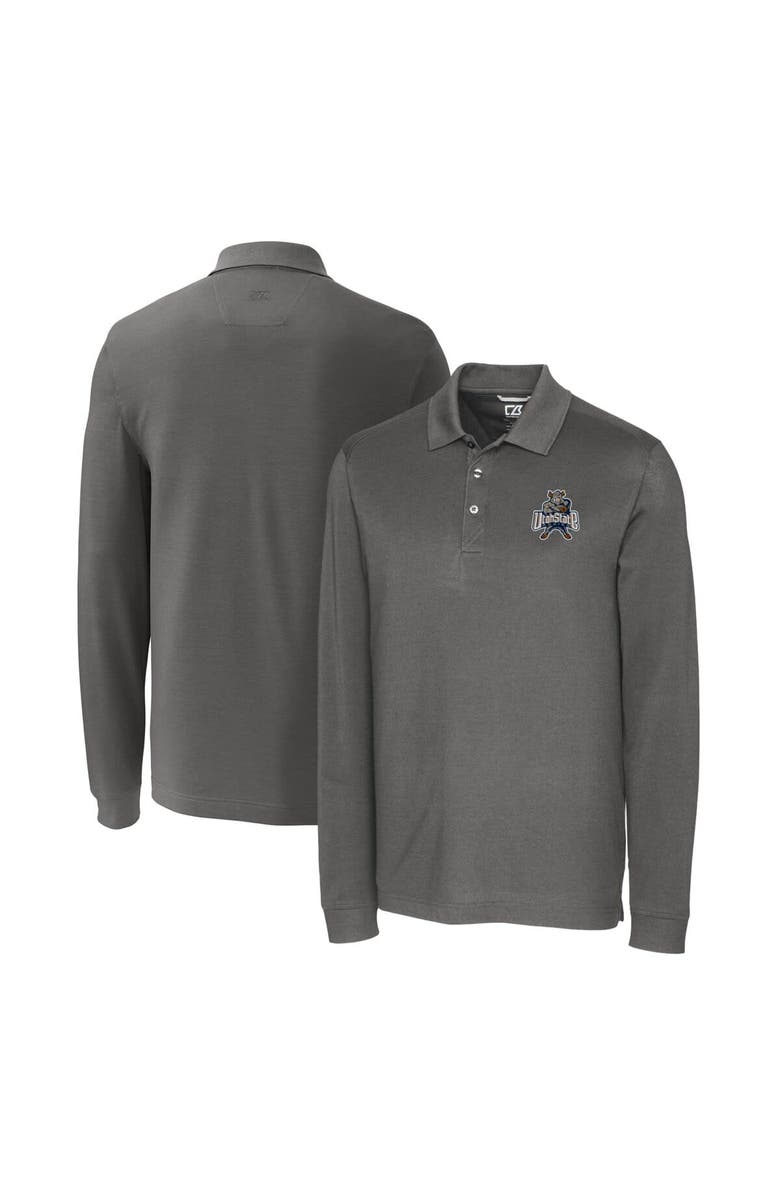 Cutter & Buck Men's Cutter & Buck Steel Utah State Aggies Advantage Tri-Blend Pique Long Sleeve Polo, Main, color, 
