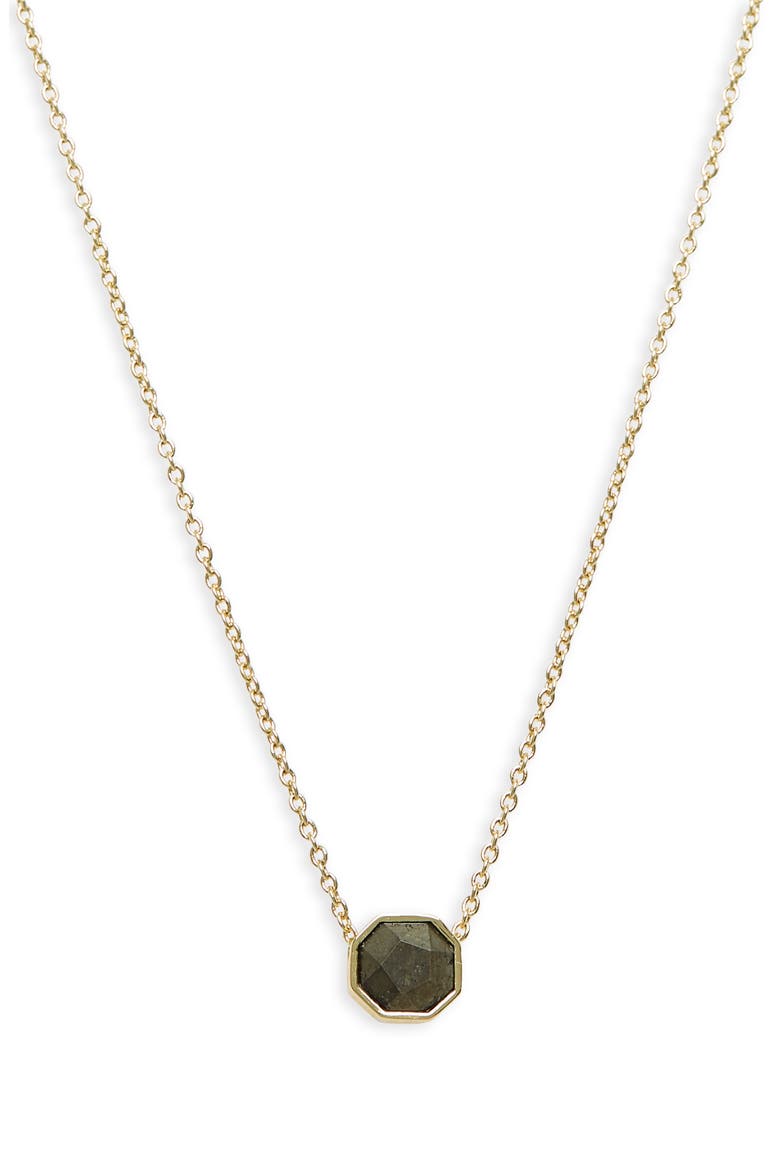Power Gemstone Charm Adjustable Necklace, Alternate, color, STRENGTH/ PYRITE/ GOLD