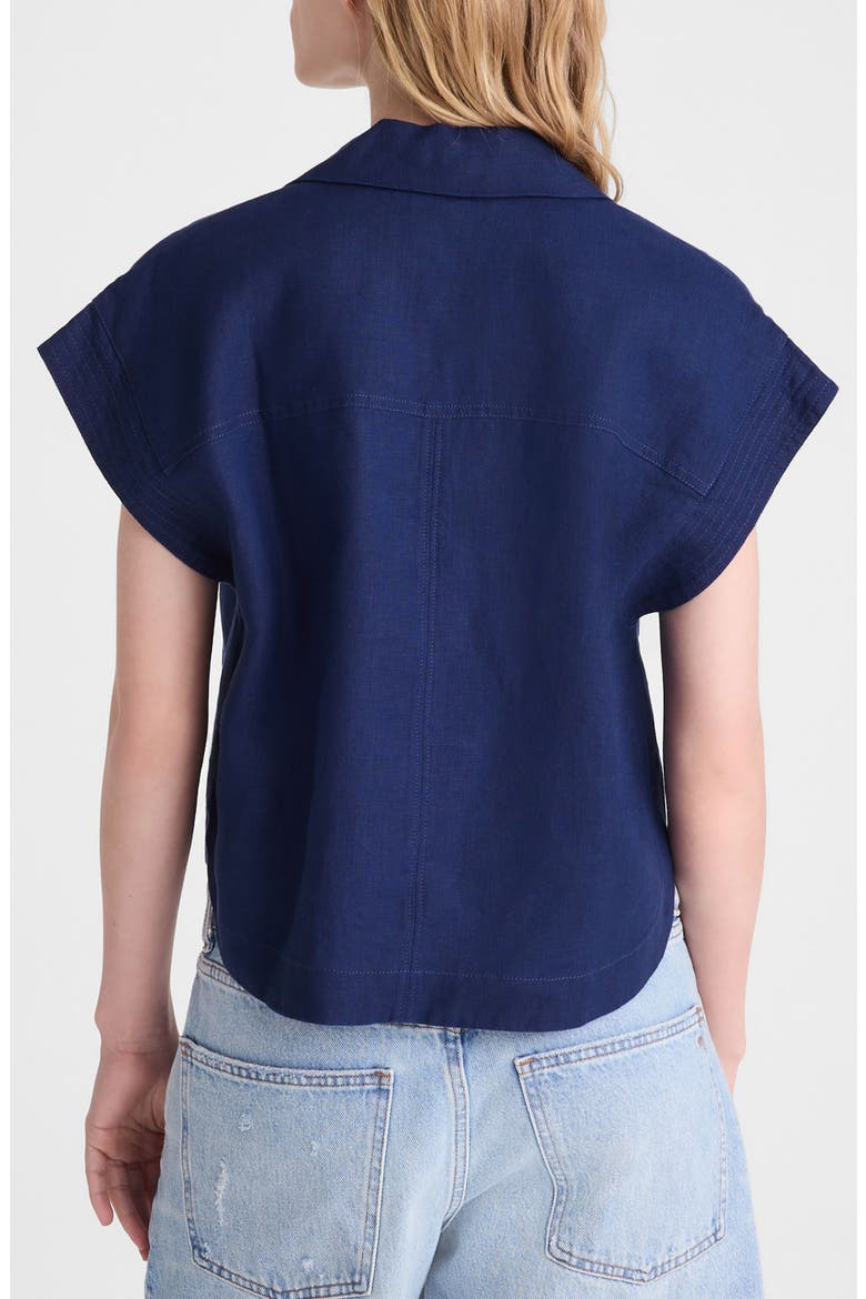 Notch Collar Linen Popover Shirt, Alternate, color, CLASSIC INDIGO
