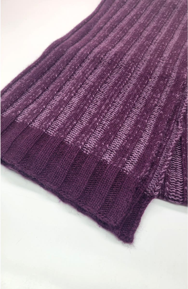 Portolano Cashmere ribbed scarf two tone, Alternate, color, Black Currant/Prune