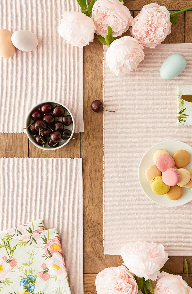 Design Imports Rose Dobby Dot Rib Set of 4 Placemats, Alternate, color, Pink