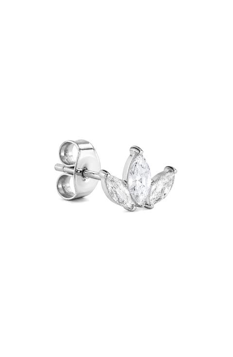 Marquise Leaf Cubic Zirconia Stud Earrings