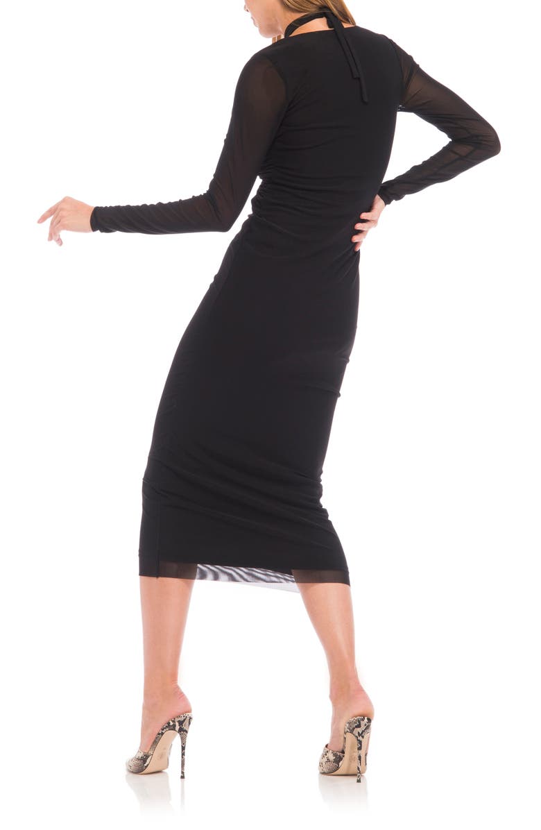 AFRM Adut Cutout Bodice Long Sleeve Mesh Midi Dress, Alternate, color,
